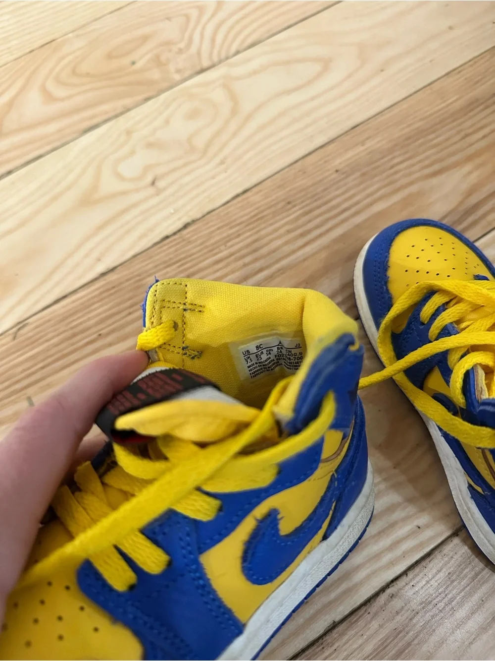 Nike Kids High-Top Sneakers in Bright Yellow and Royal Blue Air Jordans